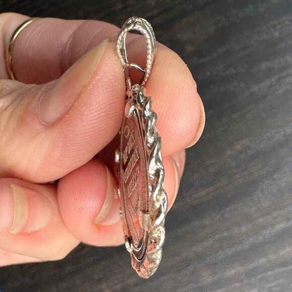 Vintage My Own Guardian Angel 999 Pure Silver Coin in 925 Sterling Pendant - Picture 8 of 9